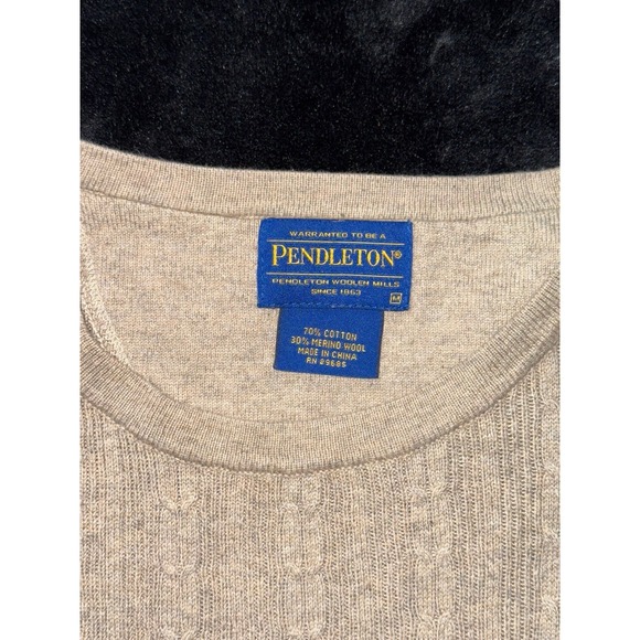 Pendleton Sweater Beige Woolen Mills Oversized Mens Pullover Size M - Picture 3 of 7